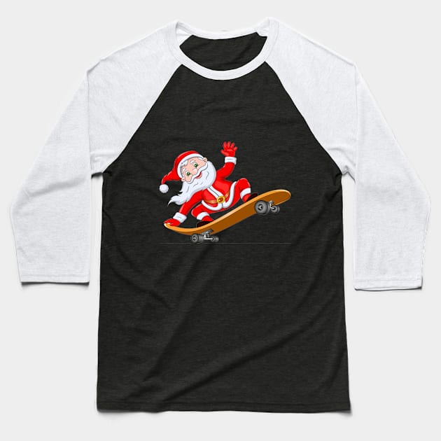 Funny Skateboarding Santa T-Shirt Gift Baseball T-Shirt by TeeLovely